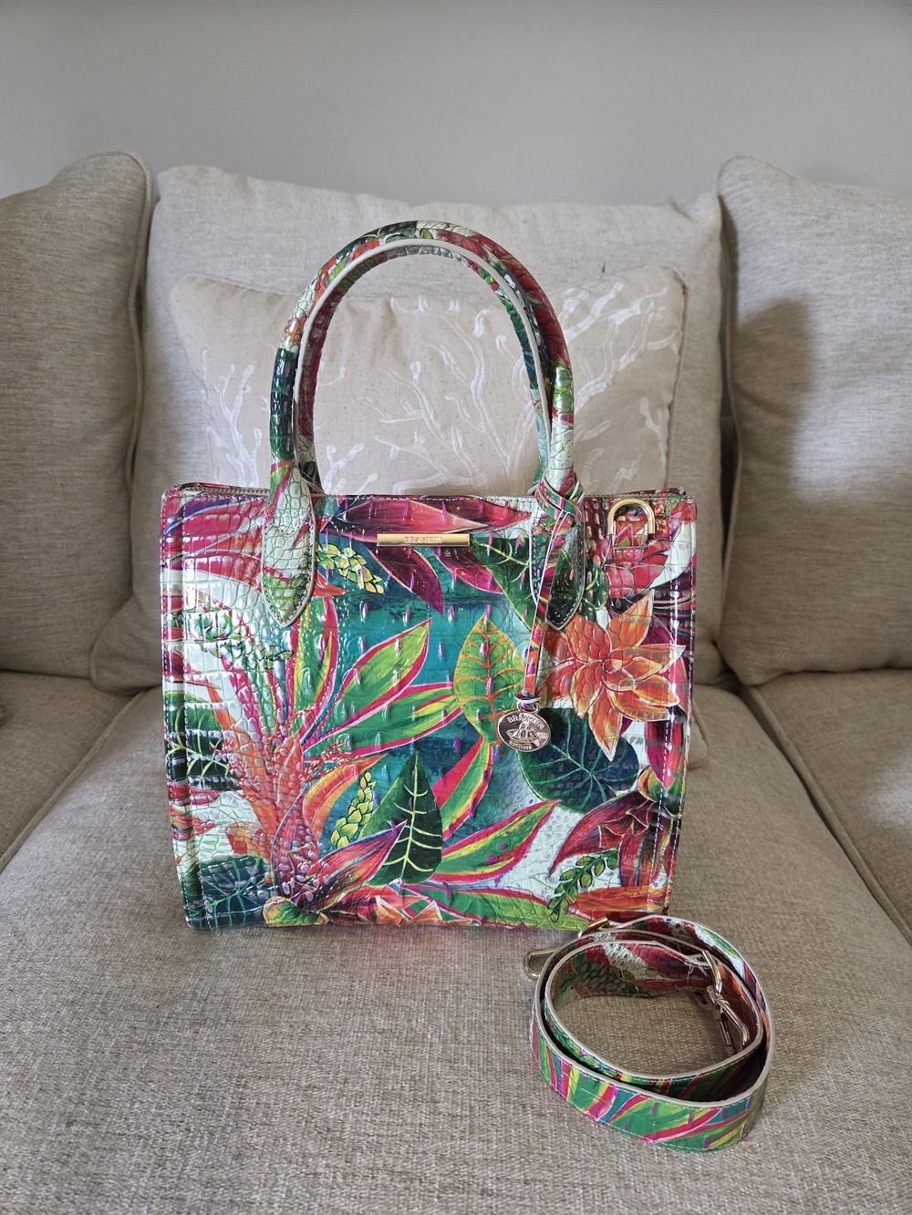 Tropical Floral Tote Bag -brahmin Multicolor - Picture 2 of 6